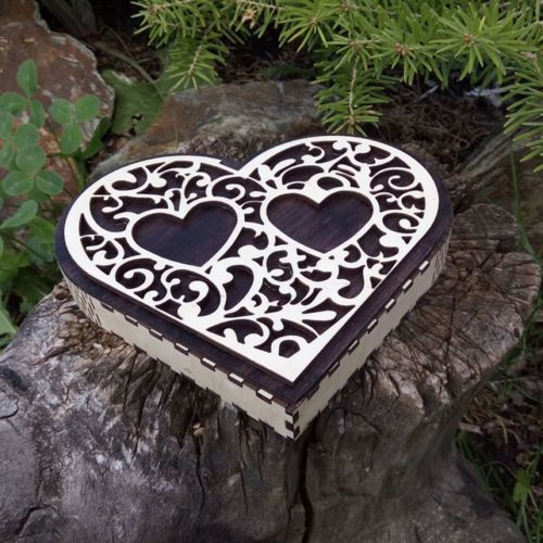 طرح جعبه هدیه دو قلب برش لیزری - laser cut two hearts gift box - برای دستگاه CNC چوب و لیزر (سی ان سی)