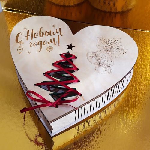 طرح جعبه هدیه روز ولنتاین سال نو شکل قلب برش لیزری - laser cut valentine day new year heart shape gift box ve - برای دستگاه CNC چوب و لیزر (سی ان سی)