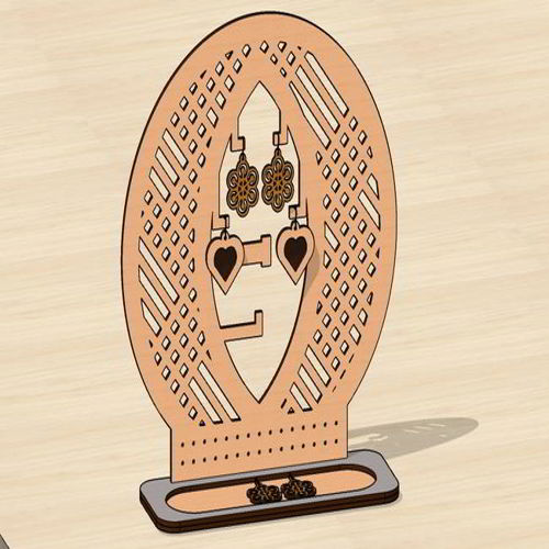 طرح گوشواره هدیه ولنتاین برش لیزری جایگزینی - laser cut valentine gift earring jewelry stand ve - برای دستگاه CNC چوب و لیزر (سی ان سی)