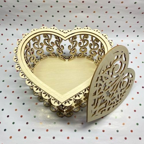 طرح جعبه شیرینی ولنتاین طرح قلب با برش لیزری () - laser cut valentine heart candy box - برای دستگاه CNC چوب و لیزر (سی ان سی)