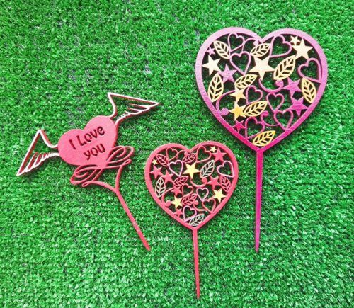 طرح برش لیزری کیک ولنتاین روز تزئینات کیک رویه - laser cut valentines day cake decorations cake topper ve - برای دستگاه CNC چوب و لیزر (سی ان سی)