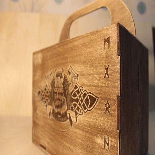 طرح جعبه نوشیدنی وایکینگ برش لیزری جعبه هدیه جعبه نوشیدنی کدی - laser cut viking box beer gift box beer caddy ve - برای دستگاه CNC چوب و لیزر (سی ان سی)