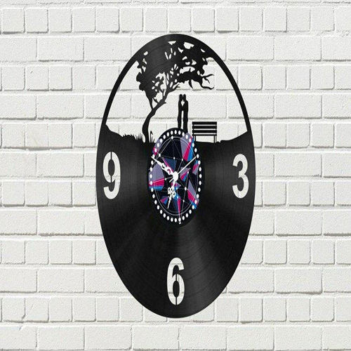 طرح ساعت وینیل برش لیزری با زوج - laser cut vinyl clock with couple ve - برای دستگاه CNC چوب و لیزر (سی ان سی)