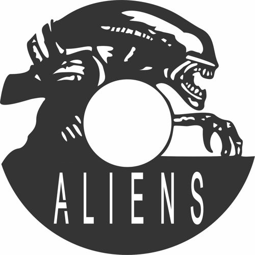 طرح برش لیزری وینیل صفحه بیگانگان ساعت - laser cut vinyl record aliens clock ve - برای دستگاه CNC چوب و لیزر (سی ان سی)