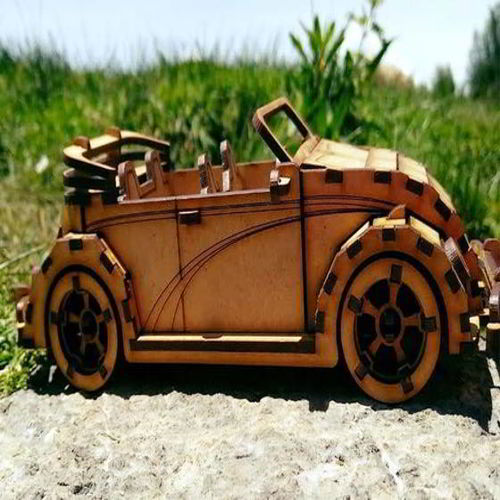 طرح مدل ماشین فولکس واگن بیتل کانورتیبل برش لیزری - laser cut volkswagen beetle convertible car model ve - برای دستگاه CNC چوب و لیزر (سی ان سی)