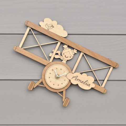 طرح الگوی ساعت دیواری برش لیزری برای اتاق کودک هزینه - laser cut wall clock template for kids room ve - برای دستگاه CNC چوب و لیزر (سی ان سی)