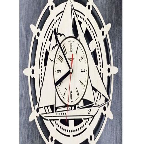 طرح ساعت دیواری برش لیزری قایق تفریحی قایق کشتی کشتی - laser cut wall clock yacht boat ship ve - برای دستگاه CNC چوب و لیزر (سی ان سی)