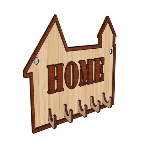 طرح جاکلیدی دیواری برش لیزری جاکلیدی دیواری آویز دیواری پایه جاکلیدی - laser cut wall mounted key holder wall hanging key chain stand - برای دستگاه CNC چوب و لیزر (سی ان سی)