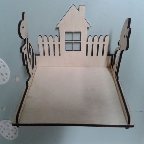 طرح قفسه دیواری برش لیزری سه بعدی پازل - laser cut wall shelf 3d puzzle ve - برای دستگاه CNC چوب و لیزر (سی ان سی)