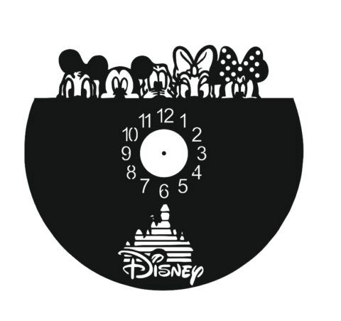 طرح قالب ساعت وینیل برش لیزری والت دیزنی - laser cut walt disney vinyl clock template ve - برای دستگاه CNC چوب و لیزر (سی ان سی)