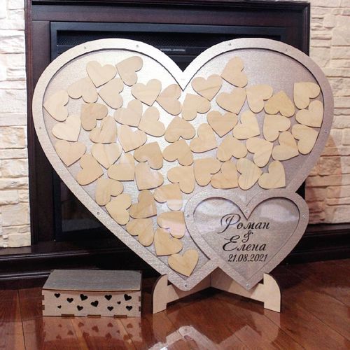 طرح کتاب عروسی برش لیزری به شکل قلب جعبه قاب - laser cut wedding book heart shaped drop box frame ve - برای دستگاه CNC چوب و لیزر (سی ان سی)