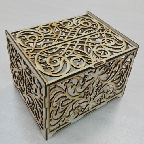 طرح جعبه کارت عروسی برش لیزری با شیارهای آزاد - laser cut wedding card box with slot ve - برای دستگاه CNC چوب و لیزر (سی ان سی)