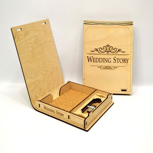 طرح برش لیزری عروسی عکس فلش درایو جعبه - laser cut wedding photo flash drive box ve - برای دستگاه CNC چوب و لیزر (سی ان سی)