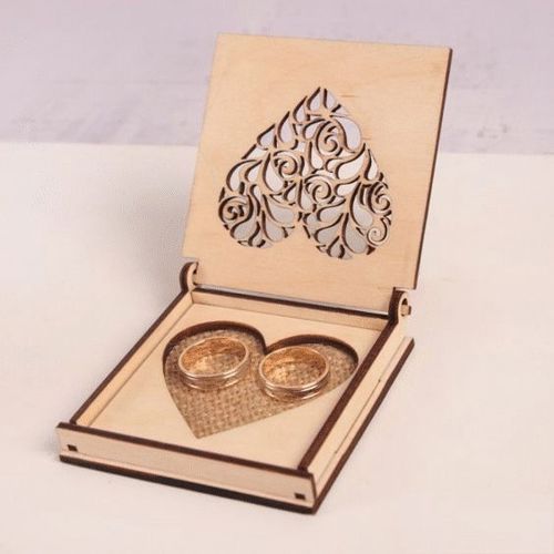طرح جعبه حلقه عروسی برش لیزری هزینه - laser cut wedding rings box - برای دستگاه CNC چوب و لیزر (سی ان سی)