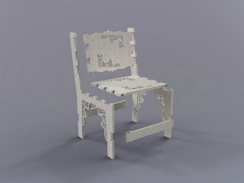طرح صندلی سفید برش لیزری - laser cut white chair - برای دستگاه CNC چوب و لیزر (سی ان سی)