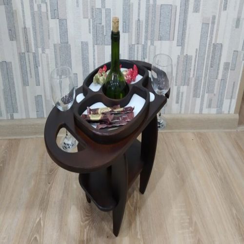 طرح میز نوشابه برش لیزری بطری و نگهدارنده لیوان - laser cut wine table wine bottle and glass holder ve - برای دستگاه CNC چوب و لیزر (سی ان سی)