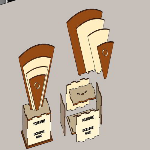 طرح جایزه برش چوب با لیزر برش جایزه برتری عملکرد - laser cut wood award trophy excellence performance - برای دستگاه CNC چوب و لیزر (سی ان سی)
