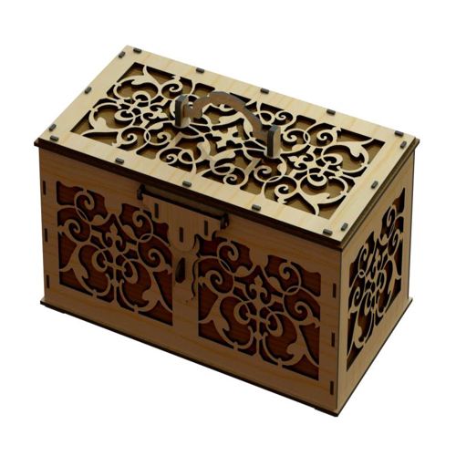 طرح قالب جعبه چوبی زیبا برش لیزری - laser cut wood beautiful box template ve - برای دستگاه CNC چوب و لیزر (سی ان سی)