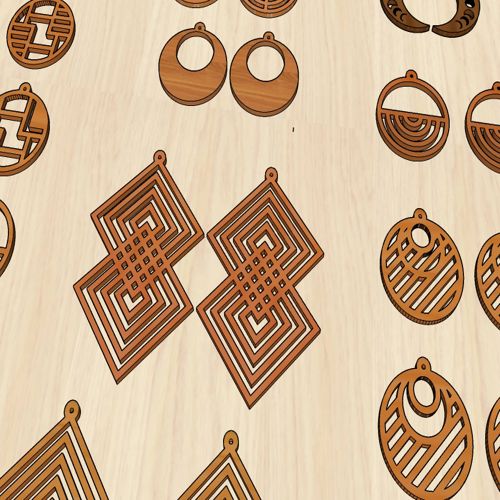 طرح گوشواره آویز چوبی برش لیزری جواهرات خالی شکل صنایع دستی - laser cut wood dangle earring jewelry blanks shape crafts ve - برای دستگاه CNC چوب و لیزر (سی ان سی)