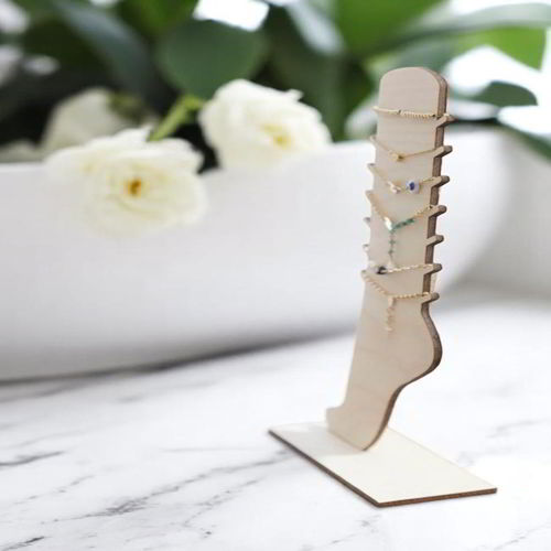 طرح برش لیزری چوبی پابند سازماندهنده نمایش جواهرات پایه - laser cut wooden anklet organizer jewelry display stand ve - برای دستگاه CNC چوب و لیزر (سی ان سی)