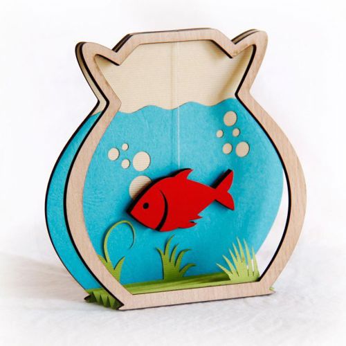 طرح آکواریوم چوبی برش لیزری لایه لایه هنر - laser cut wooden aquarium layered art - برای دستگاه CNC چوب و لیزر (سی ان سی)