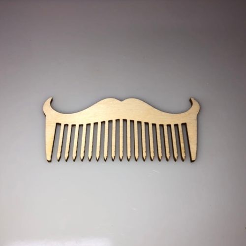 طرح ریش و سبیل چوبی برش خورده با لیزر شانه - laser cut wooden beard and moustache comb ve - برای دستگاه CNC چوب و لیزر (سی ان سی)
