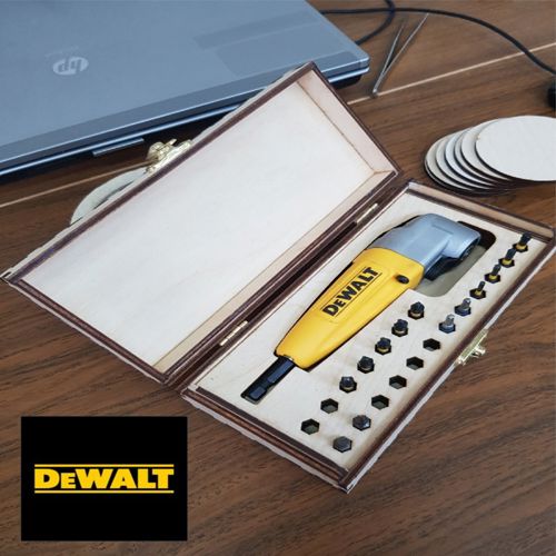 طرح جعبه چوبی برش لیزری برای دیوالت اتصال زاویه قائمه قاب - laser cut wooden box for dewalt right angle attachment ve - برای دستگاه CNC چوب و لیزر (سی ان سی)