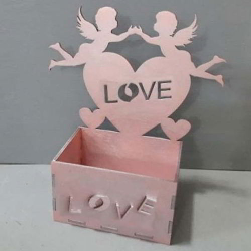طرح جعبه چوبی برش لیزری با طرح قلب عشق فرشته‌ها، جعبه هدیه - laser cut wooden box with angels love heart gift box ve - برای دستگاه CNC چوب و لیزر (سی ان سی)