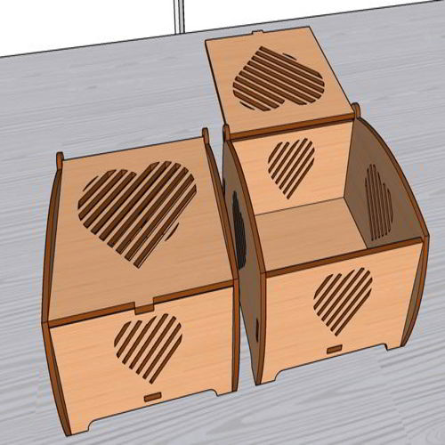 طرح جعبه چوبی برش لیزری با درب تاشو، تزئینات، جعبه جواهرات، قاب - laser cut wooden box with flip up lid ornaments storage jewelry box - برای دستگاه CNC چوب و لیزر (سی ان سی)