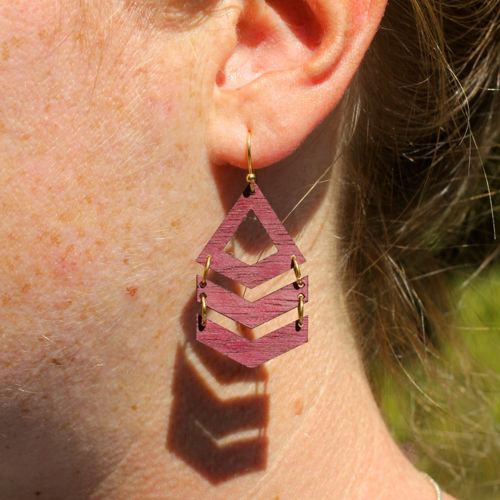 طرح گوشواره‌های چوبی شورون برش لیزری - laser cut wooden chevron earrings ve - برای دستگاه CNC چوب و لیزر (سی ان سی)