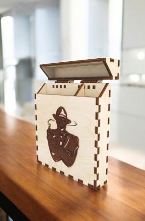 طرح جعبه سیگار چوبی برش لیزری قاب - laser cut wooden cigarette box ve - برای دستگاه CNC چوب و لیزر (سی ان سی)