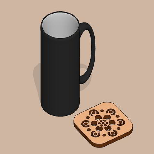 طرح زیرلیوانی چوبی برش لیزری روکش - laser cut wooden coaster ve - برای دستگاه CNC چوب و لیزر (سی ان سی)
