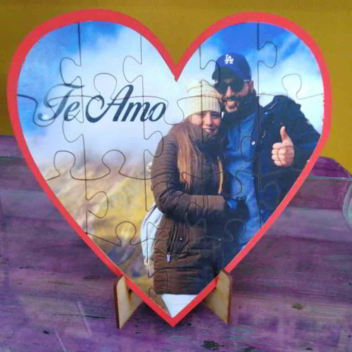 طرح قاب عکس چوبی زوج برش خورده با لیزر پایه عکس قلب چوبی - laser cut wooden couple photo frame wooden heart photo stand - برای دستگاه CNC چوب و لیزر (سی ان سی)