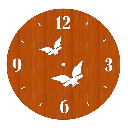 طرح ساعت دیواری پروانه‌ای چوبی برش لیزری سفارشی هزینه - laser cut wooden customized butterfly wall clock ve - برای دستگاه CNC چوب و لیزر (سی ان سی)