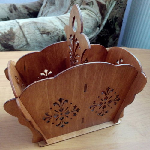 طرح کارد و چنگال چوبی برش لیزری جعبه کادویی - laser cut wooden cutlery caddy ve - برای دستگاه CNC چوب و لیزر (سی ان سی)