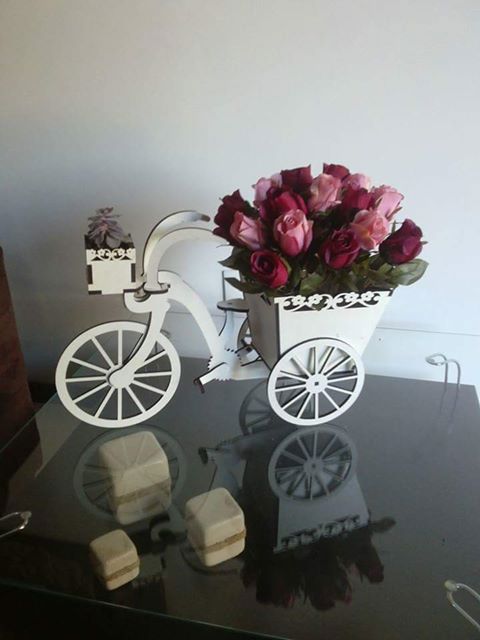 طرح جعبه گل چوبی چرخه برش لیزری - laser cut wooden cycle flower box ve - برای دستگاه CNC چوب و لیزر (سی ان سی)