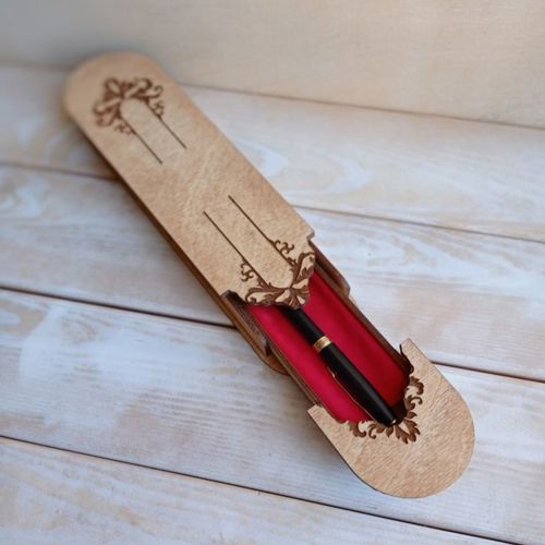 طرح خودکار برش خورده چوبی تزئینی جای نگهدارنده لیزری - laser cut wooden decorative pen case ve - برای دستگاه CNC چوب و لیزر (سی ان سی)