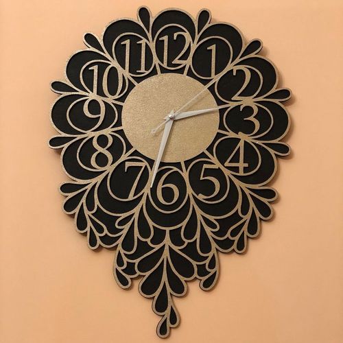 طرح ساعت دیواری چوبی تزئینی برش لیزری - laser cut wooden decorative wall clock - برای دستگاه CNC چوب و لیزر (سی ان سی)