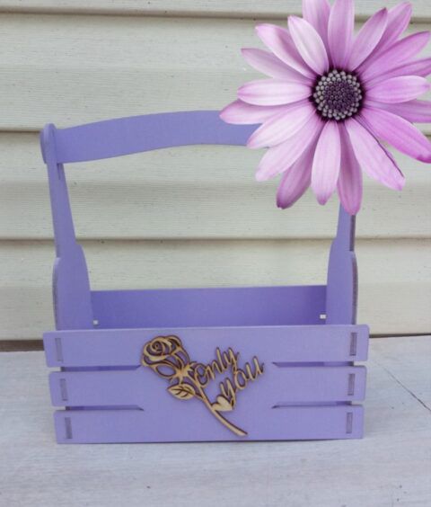 طرح سبد دکوراسیون چوبی برش لیزری گل رز - laser cut wooden decor basket with rose ve - برای دستگاه CNC چوب و لیزر (سی ان سی)