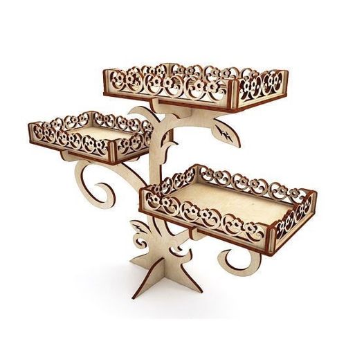 طرح دکور چوبی برش لیزری پایه کاپ کیک تزئین مهمانی - laser cut wooden decor cupcake stand party decoration ve - برای دستگاه CNC چوب و لیزر (سی ان سی)