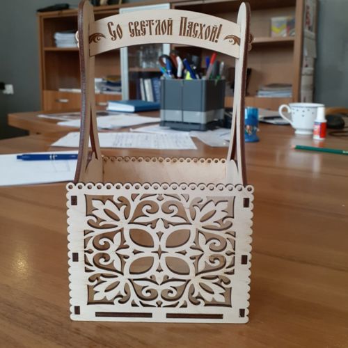 طرح سبد عروس چوبی برش لیزری هزینه - laser cut wooden decor easter basket ve - برای دستگاه CNC چوب و لیزر (سی ان سی)