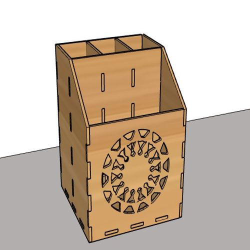 طرح برش لیزری چوبی میز سازماندهنده مدل جا قلمی میلی متری طرح - laser cut wooden desk organizer pattern pen holder model 3 mm plan - برای دستگاه CNC چوب و لیزر (سی ان سی)