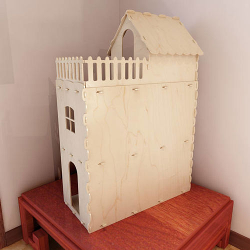 طرح خانه عروسکی چوبی برش لیزری هزینه - laser cut wooden dollhouse - برای دستگاه CNC چوب و لیزر (سی ان سی)