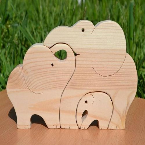 طرح پازل چوبی فیل‌های برش خورده با لیزر - laser cut wooden elephants jigsaw puzzle - برای دستگاه CNC چوب و لیزر (سی ان سی)