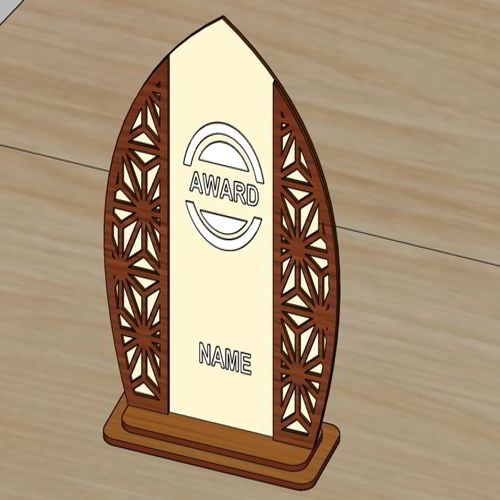 طرح جایزه برش چوبی برش لیزری جایزه - laser cut wooden excellence award trophy - برای دستگاه CNC چوب و لیزر (سی ان سی)