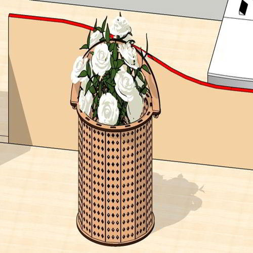 طرح سبد گل چوبی برش لیزری - laser cut wooden flower gift basket ve - برای دستگاه CNC چوب و لیزر (سی ان سی)