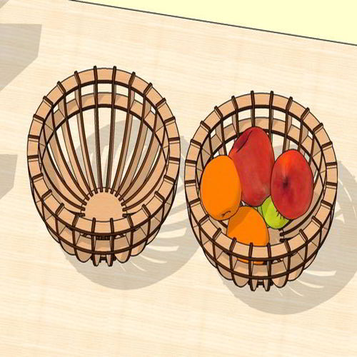 طرح کاسه میوه چوبی برش لیزری - laser cut wooden fruit bowl ve - برای دستگاه CNC چوب و لیزر (سی ان سی)