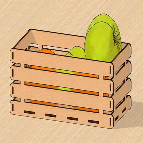 طرح سبد میوه چوبی برش لیزری جعبه - laser cut wooden fruit crate basket - برای دستگاه CNC چوب و لیزر (سی ان سی)