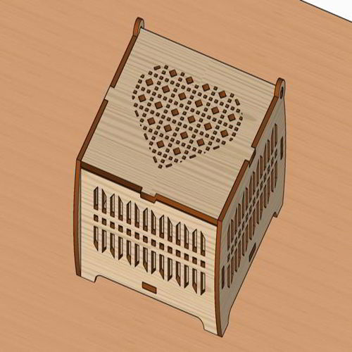 طرح جعبه کادو چوبی برش لیزری با جعبه جواهرات قلبی - laser cut wooden gift box with heart jewelry box ve - برای دستگاه CNC چوب و لیزر (سی ان سی)