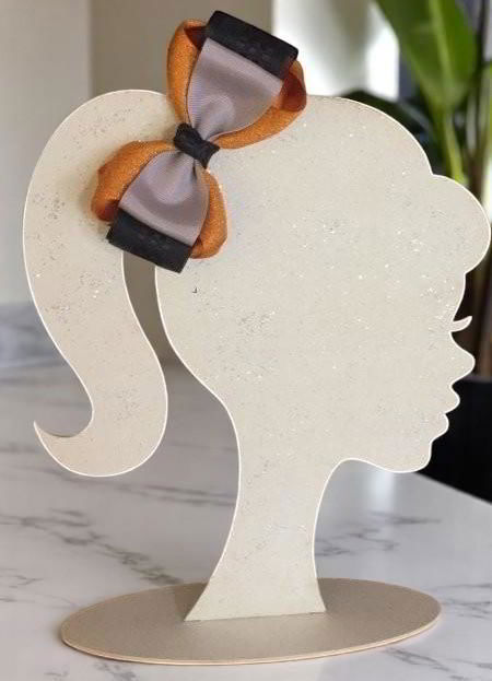 طرح گیره مو چوبی برش لیزری ایستاده سر - laser cut wooden hairbow holder head stand ve - برای دستگاه CNC چوب و لیزر (سی ان سی)